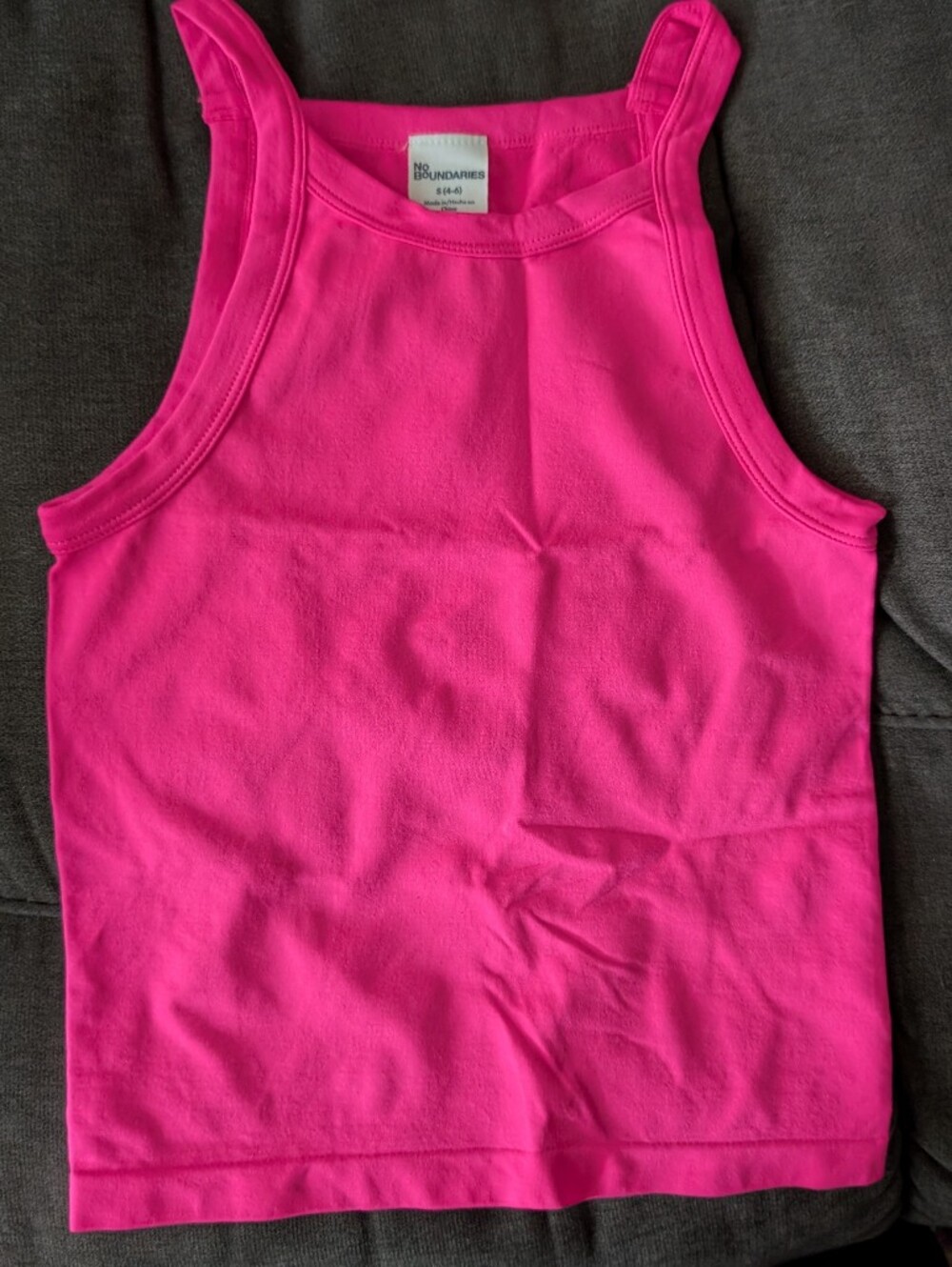 No Boundaries Girls Neon Pink Tank Top
